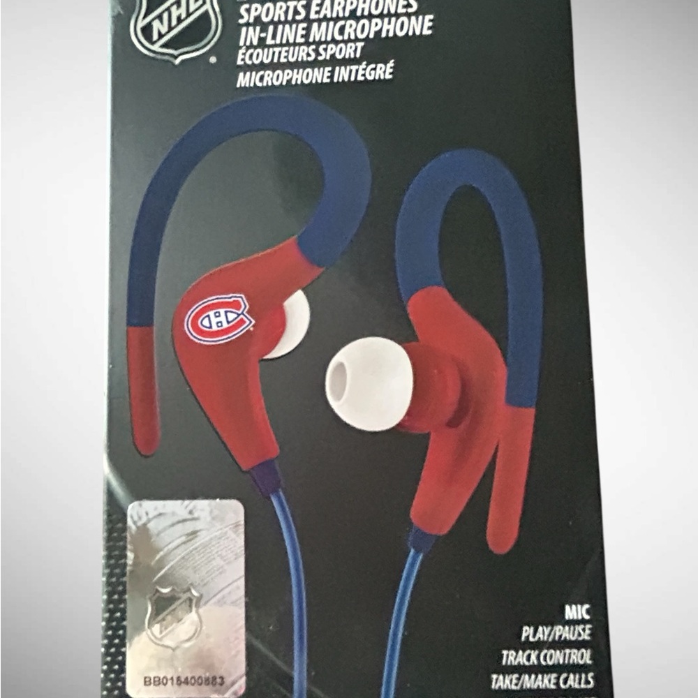 NHL Sports Earphones with In-Line Microphone - Red and Blue